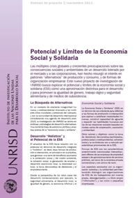 Potencial y límites de la economía social y solidaria (Síntesis de proyecto de UNRISD)